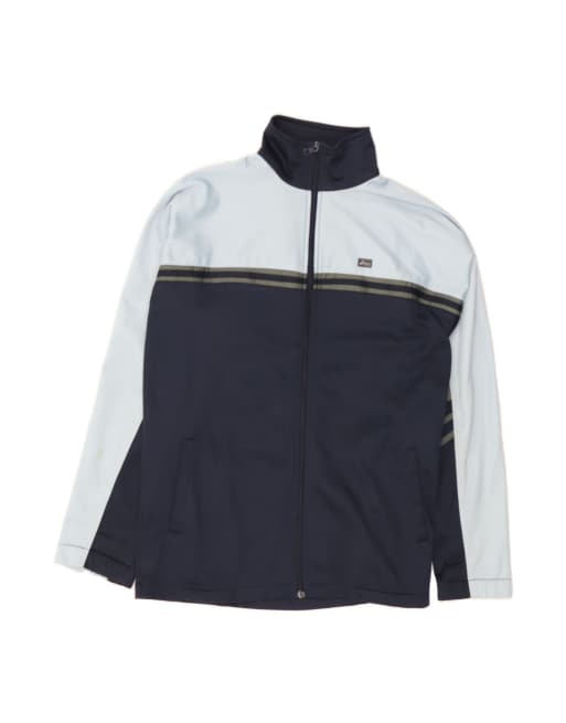 Vintage Asics Tracksuit Top Jacket Large In Blue Colourblock