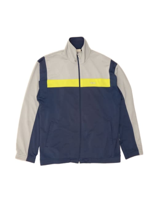 Vintage Asics Tracksuit Top Jacket Large In Blue Colourblock