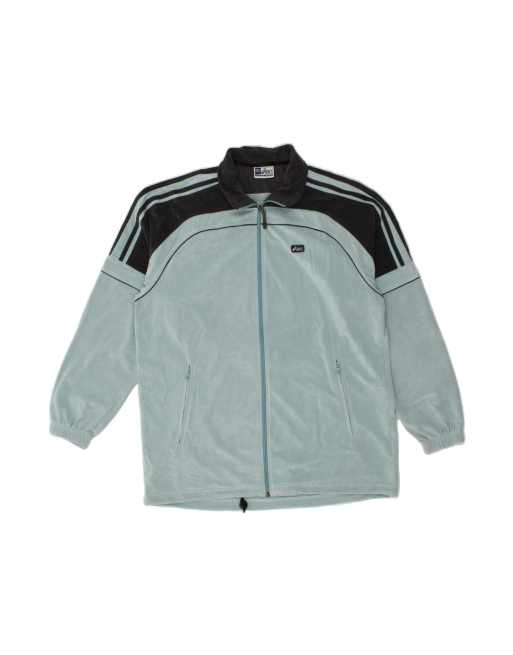 Vintage Asics Tracksuit Top Jacket Large In Grey Colourblock