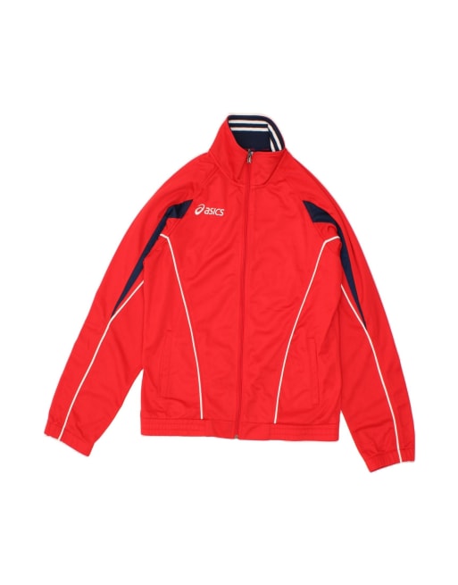 Vintage Asics Tracksuit Top Jacket Large In Red Colourblock