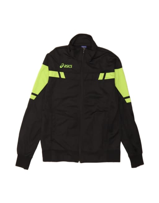 Vintage Asics Tracksuit Top Jacket Medium In Black Colourblock