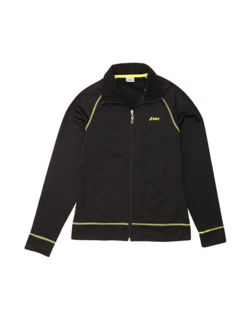Vintage Asics Tracksuit Top Jacket UK 10 Small In Black