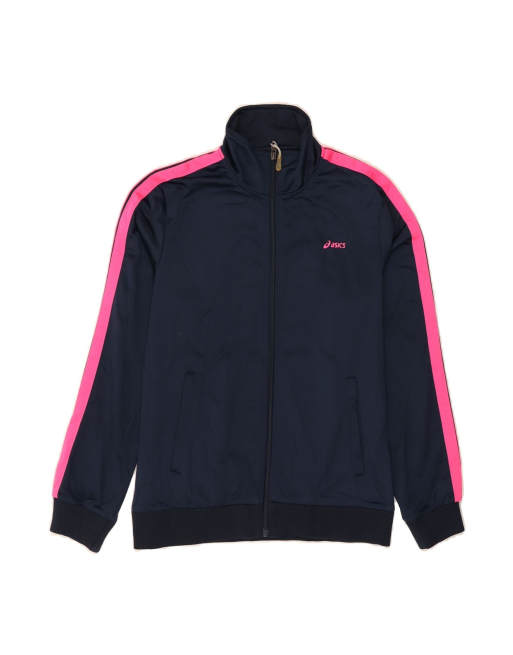 Vintage Asics Tracksuit Top Jacket UK 14 Large In Blue Colourblock