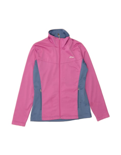 Vintage Asics Tracksuit Top Jacket UK 14 Large In Pink Colourblock - view 1