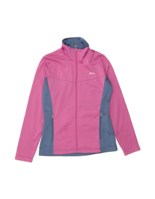 Vintage Asics Tracksuit Top Jacket UK 14 Large In Pink Colourblock