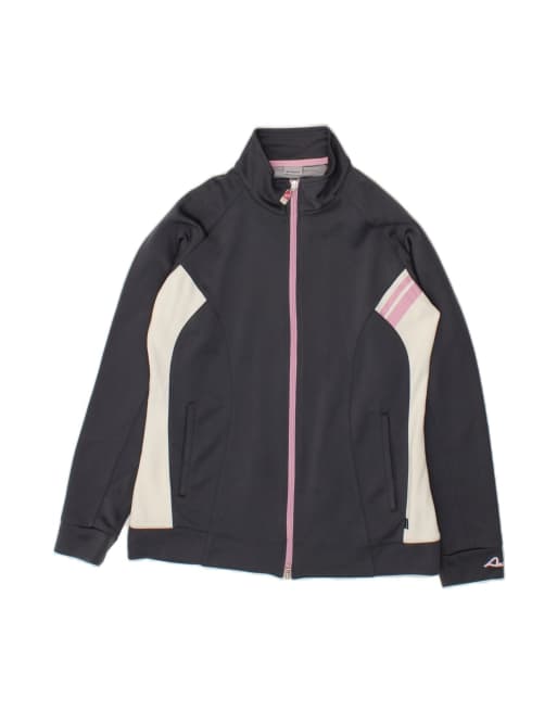 Vintage Asics Tracksuit Top Jacket UK 18 XL In Black Colourblock
