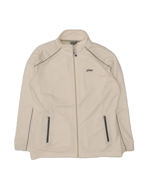 Vintage Asics Tracksuit Top Jacket UK 20 2XL In Off In White - view 1