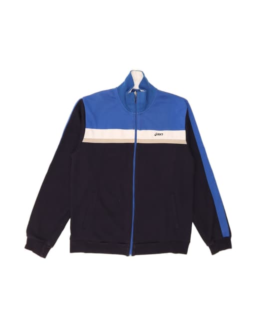 Vintage Asics Tracksuit Top Jacket XL In Blue Colourblock