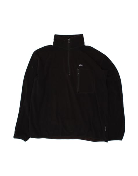 Vintage Asics Zip Neck Fleece Jumper 2XL In Black - view 1