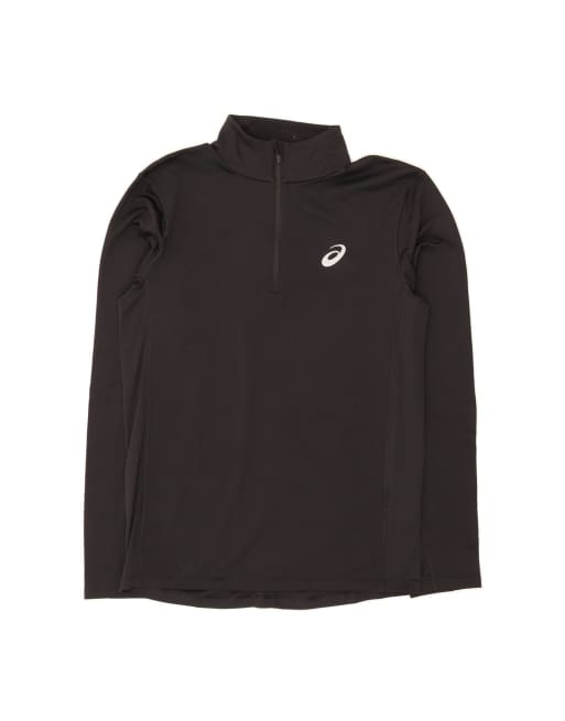 Vintage Asics Zip Neck Pullover Tracksuit Top Small In Black