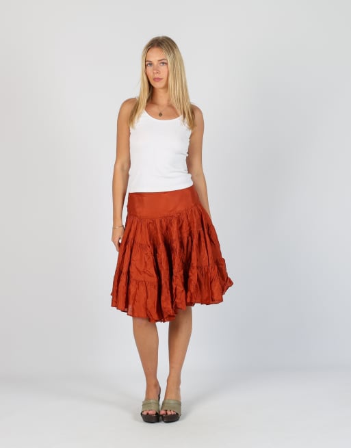 Vintage Aspesi M woven midi skirt in orange