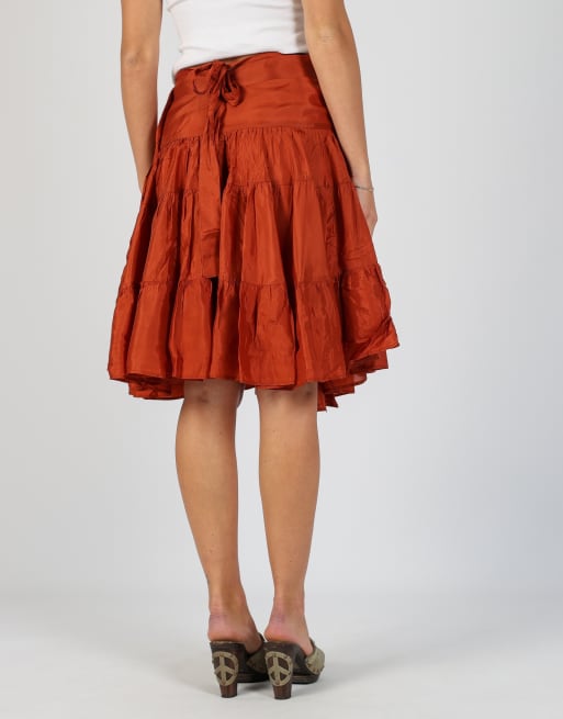Vintage Aspesi M woven midi skirt in orange, 2 of 4