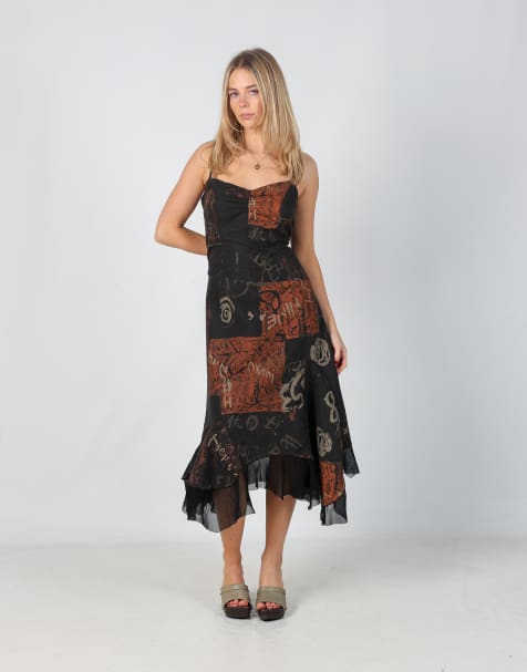 Vintage Astuces S woven midi dress in black - view 1