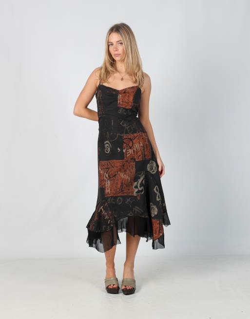 Vintage Astuces S woven midi dress in black