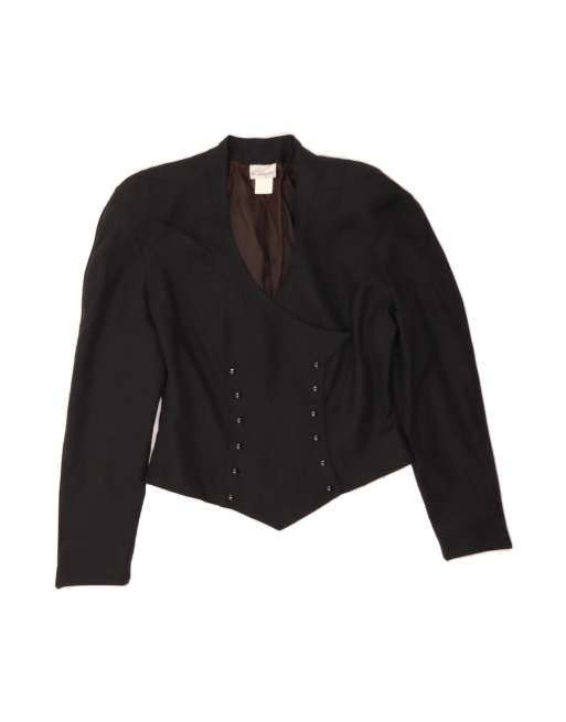 Vintage Asymetric Crop Blazer Jacket It 46 Large In Black