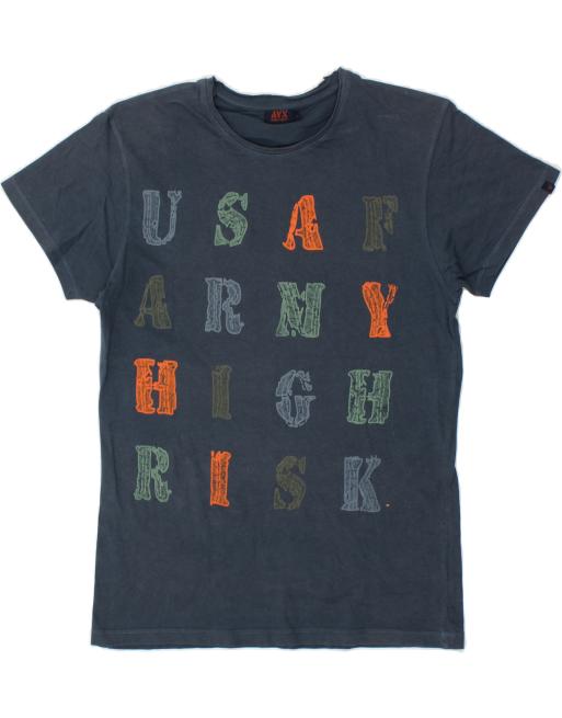 Vintage Avirex Size L Graphic T-Shirt Top in Navy Blue