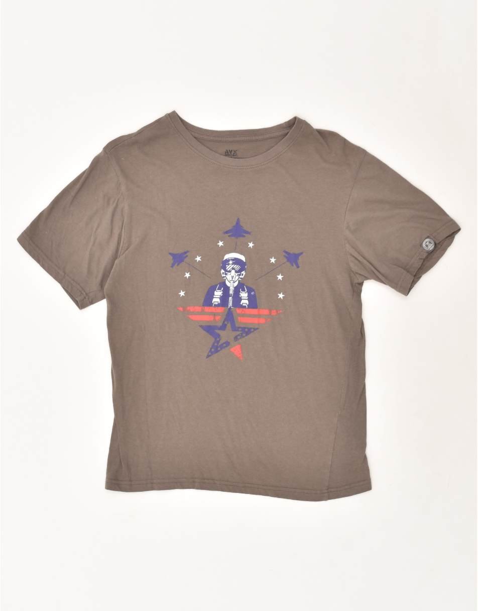 Vintage Avirex Size M Graphic T-Shirt Top in Brown