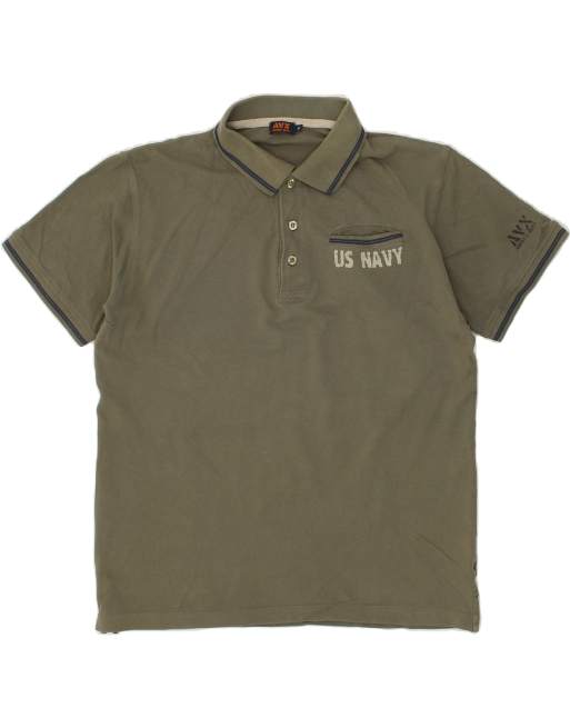 Vintage Avirex Size M Polo Shirt in Khaki