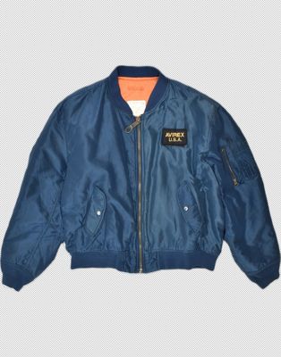 Vintage Avirex Size XL 90s bomber jacket in navy blue