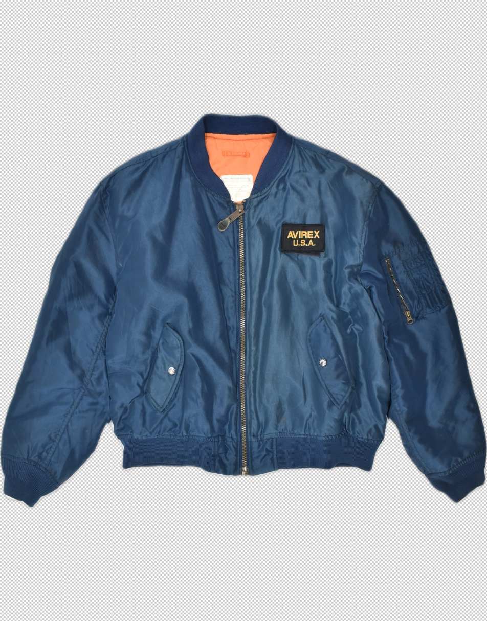 Vintage Avirex Size XL 90s bomber jacket in navy blue