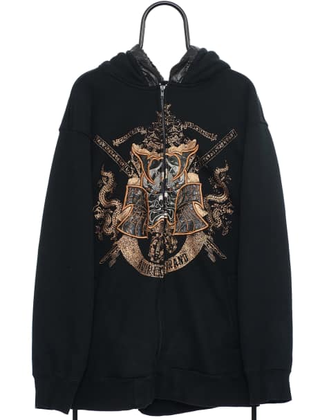 Vintage Avirex Size XL Hoodie Graphic Full Zip In Black - view 1