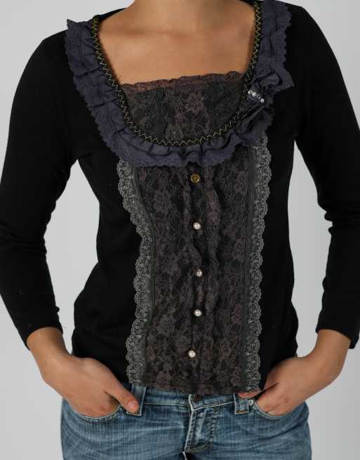 Vintage Axes Femme S long sleeve top in black, 4 of 4