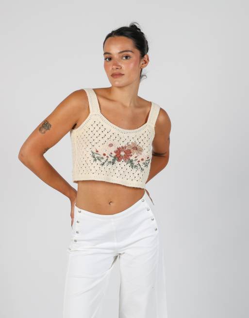 Vintage Azara Paris S woven top in cream