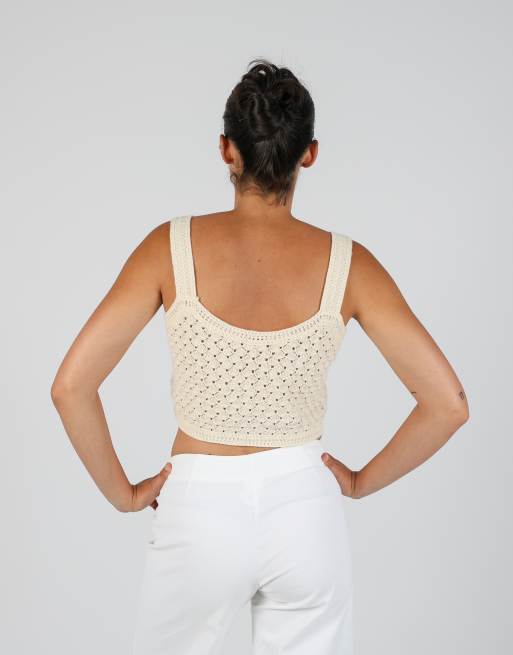 Vintage Azara Paris S woven top in cream, 2 of 4