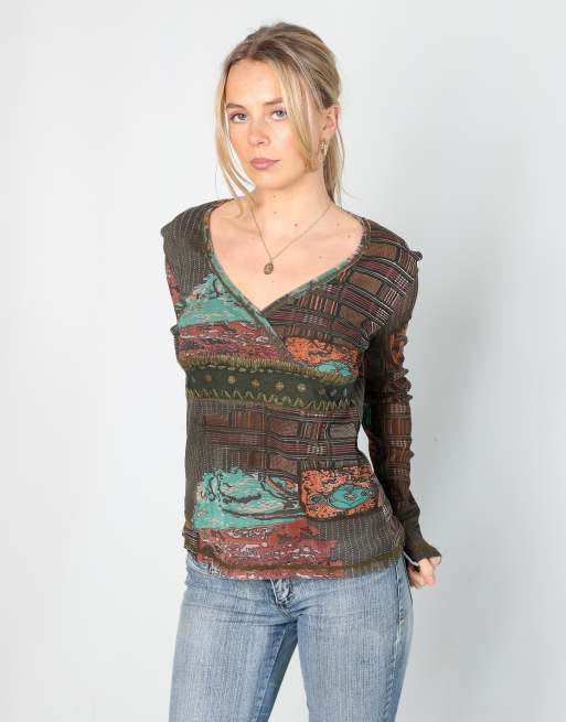 Vintage Azay S long sleeve top in brown