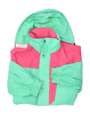 Vintage Bailo Size M Colourblock Hooded Rain Jacket in Green