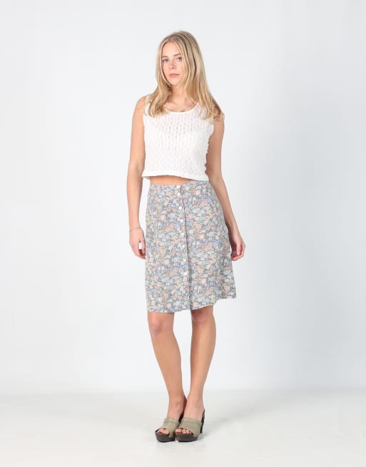 Vintage Balloon S printed woven midi dress in light blue