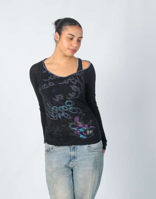 Vintage Banana Moon S long sleeve top in black