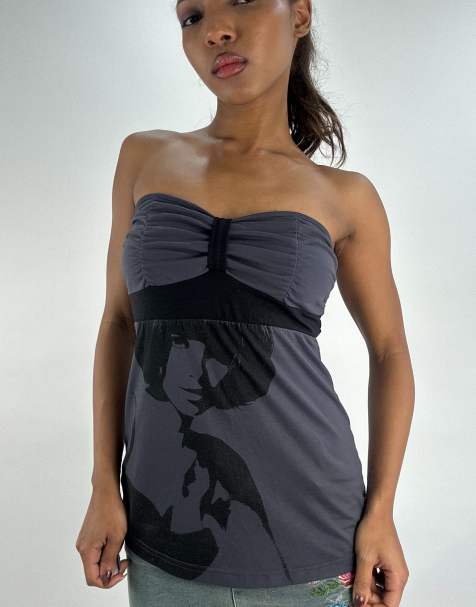 Vintage bandeau top in grey - view 1