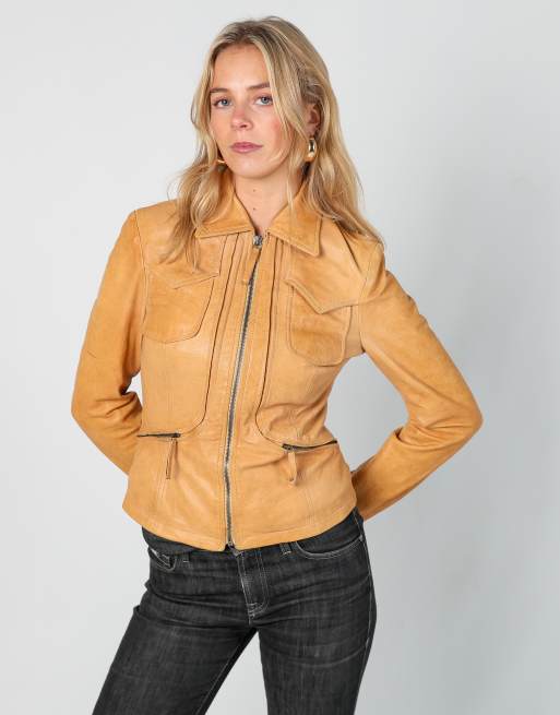 Vintage Bandits du Monde S leather jacket in tan