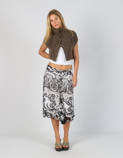 Vintage Bandolera M woven midi skirt in white