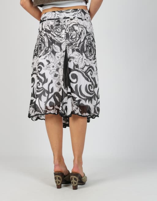 Vintage Bandolera M woven midi skirt in white, 4 of 4