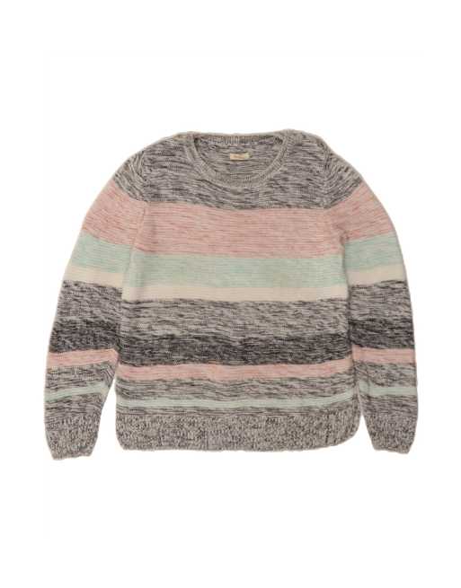 Vintage Barbour Boat Neck Jumper UK 14 Medium In Multicoloured Striped