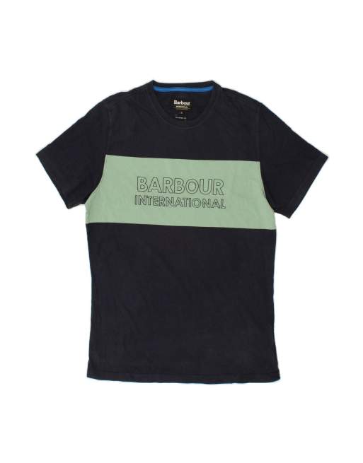 Vintage Barbour Graphic T-shirt Top Medium In Blue Colourblock