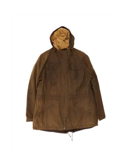 Vintage Barbour Hooded Waxed Jacket UK 18 XL In Brown