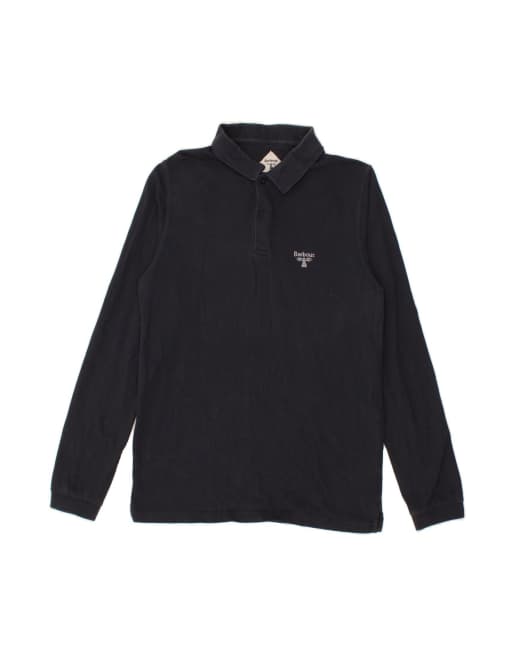 Vintage Barbour Long Sleeve Polo Shirt Medium In Blue