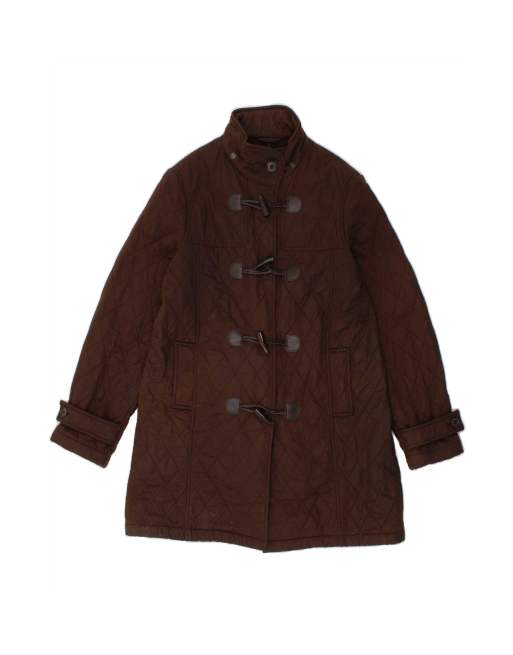 Vintage Barbour Quilted Duffle Coat UK 18 XL In Brown