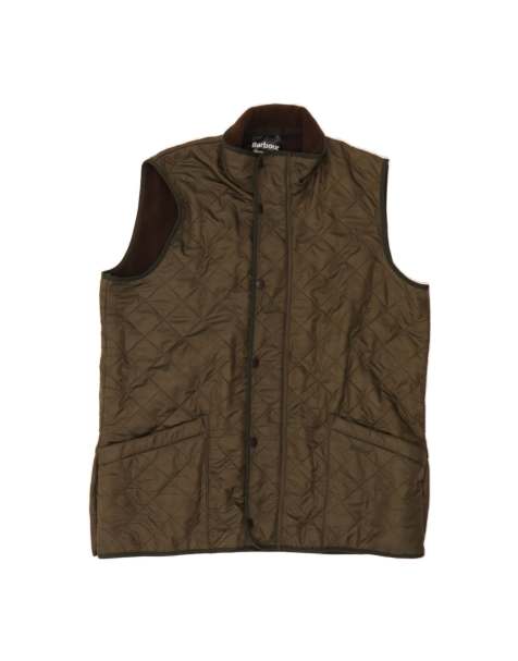 Vintage Barbour Quilted Gilet UK 42 XL In Khaki - view 1