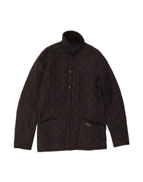 Vintage Barbour Quilted Jacket UK 38 Medium In Black - view 1
