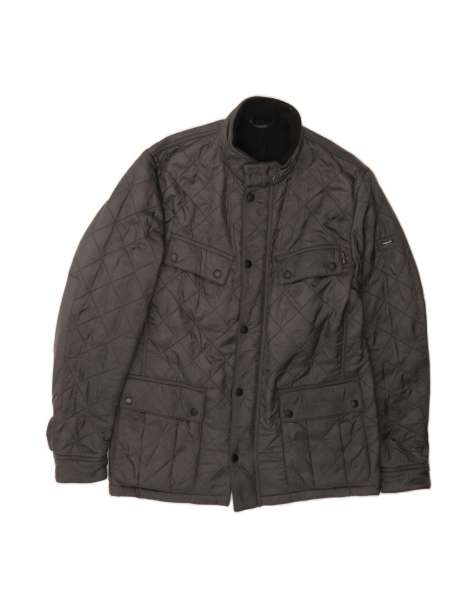 Vintage Barbour Quilted Jacket UK 42 XL In Grey - view 1