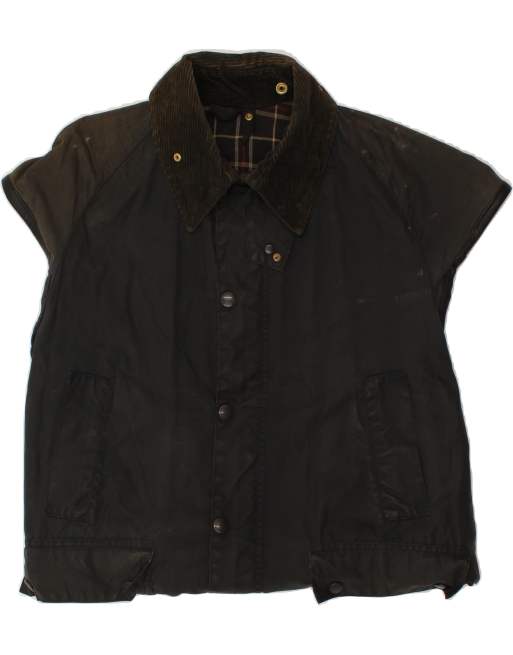 Vintage Barbour Size L Waxed Cotton Utility Gilet in Black, 4 of 4