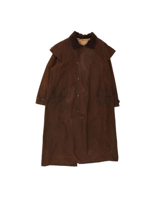 Vintage Barbour Stockman Waxed Raincoat UK 42 XL In Brown