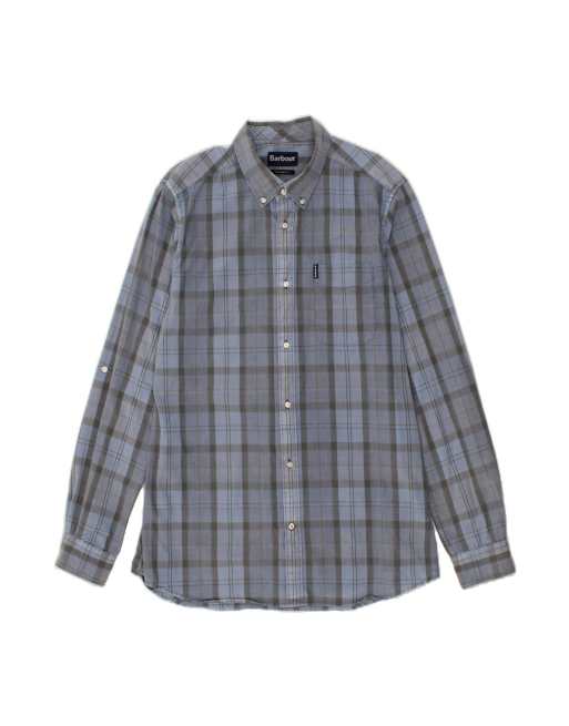 Vintage Barbour Tailored Fit Shirt Large In Blue Check