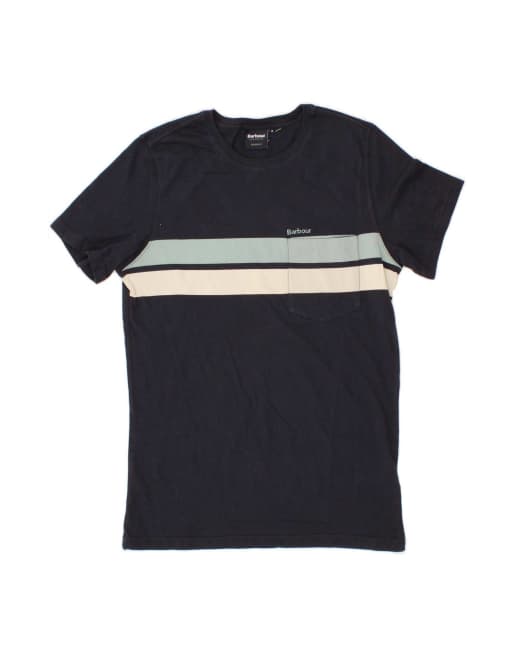 Vintage Barbour Tailored Fit T-shirt Top Small In Blue Striped