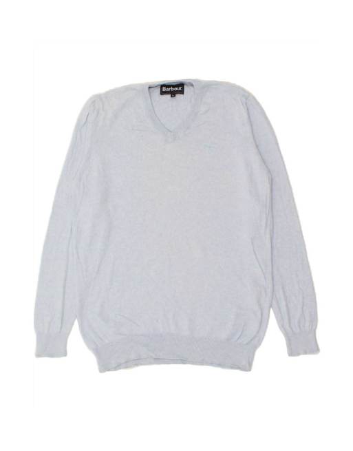 Vintage Barbour V-neck Jumper Sweater Medium In Blue