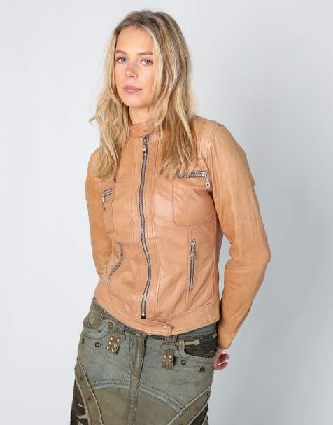 Vintage Barone S leather jacket in tan - view 1